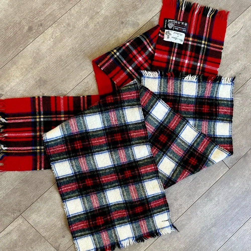 Beautiful vintage wool plaid winter scarves Glenn Appin of Scottland & Unknown